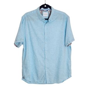 Denim & Flower Light Blue Short Sleeve Button-Up Shirt Size XL